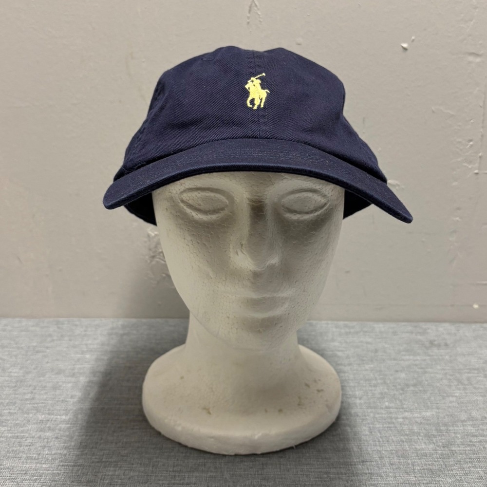 Polo Ralph Lauren Hat Unisex OS Navy Blue Yellow Pony Logo Y2K Baseball Cap